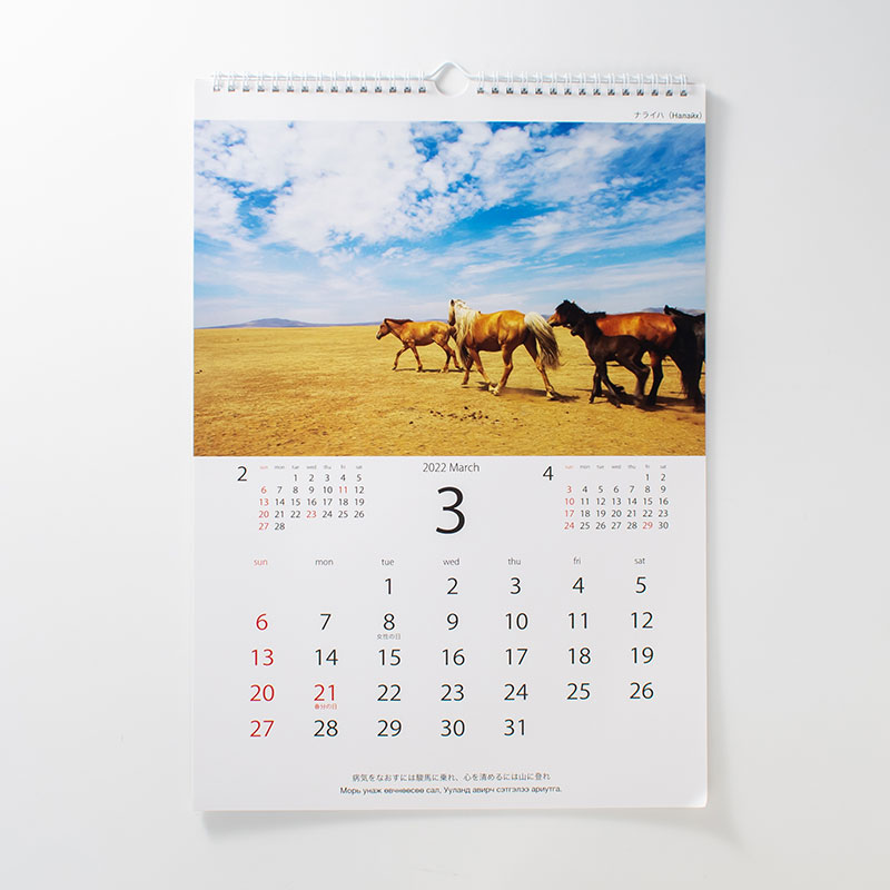 「ツォクトモンゴル乗馬ツアー 様」製作のオリジナルカレンダー ギャラリー写真1