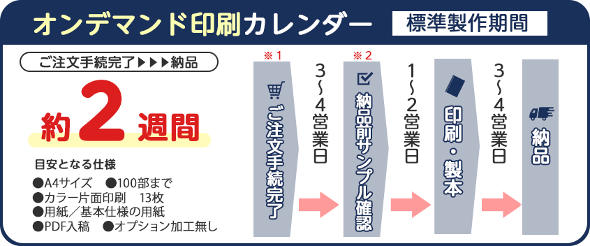 オンデマンド印刷カレンダー