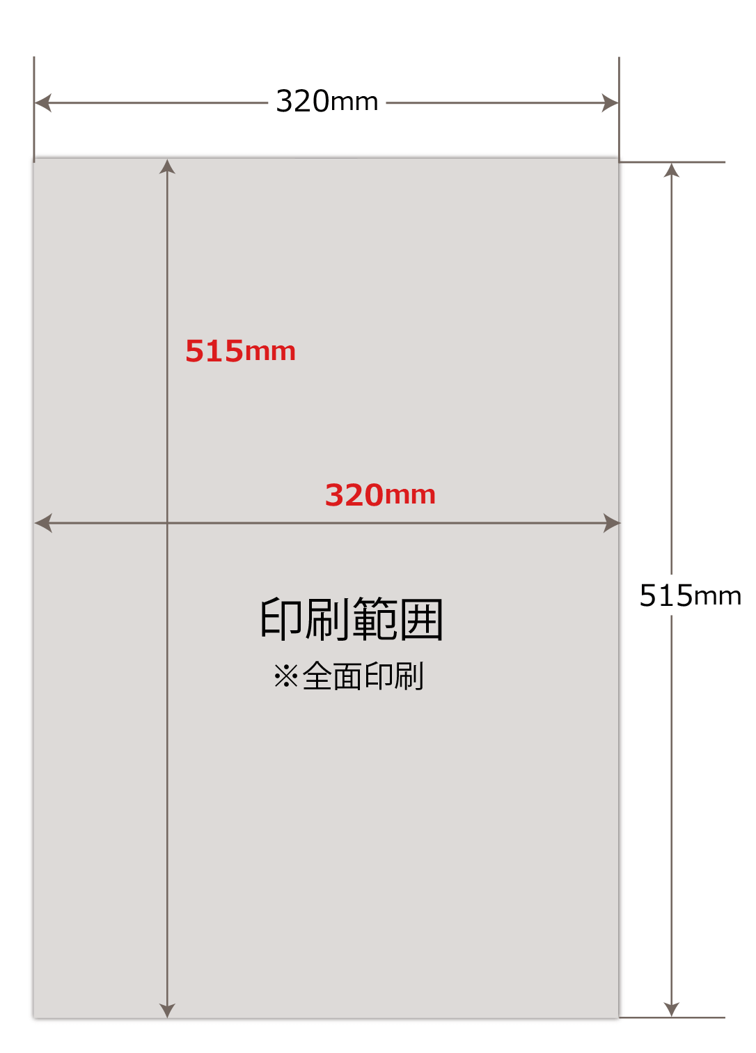 ポスターカレンダー 寸胴サイズの印刷範囲