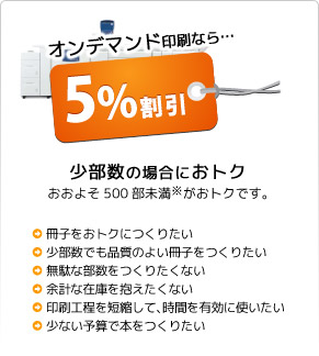 オンデマンド印刷なら5％割引