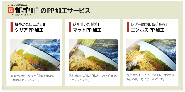 選べる3タイプの「PP加工」