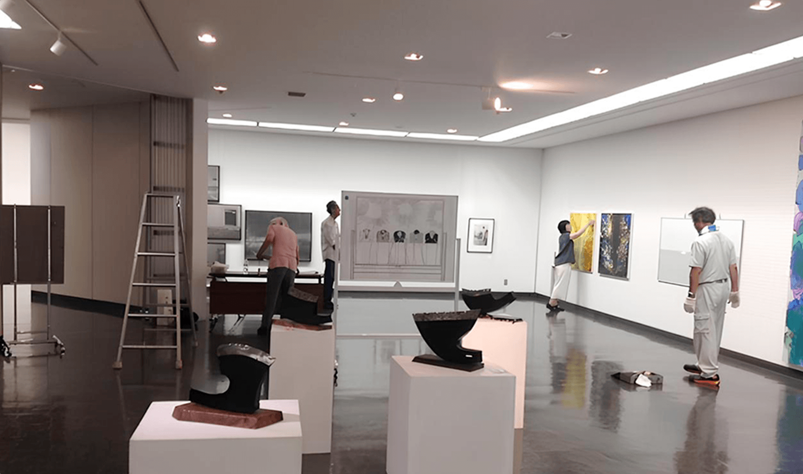 2018年に埼玉県立近代美術館で行われた、最後のグループ展搬入時の様子