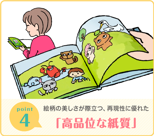 その4、絵柄の美しさが際立つ、再現性に優れた 「高品位な紙質」
