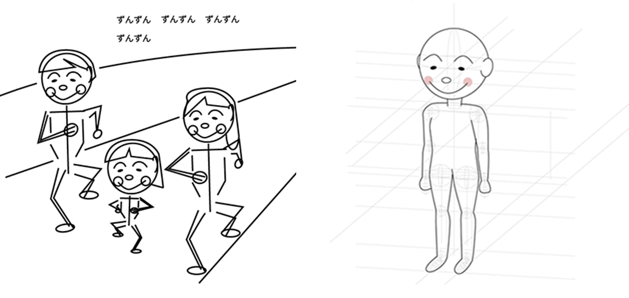 初期ラフ案と人物モデル